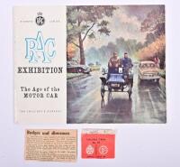 RAC: An RAC Diamond Jubilee RAC Exhibition - The Age of the Motor Car souvenir brochure,