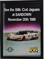 JAGUAR: An original 1988 Sandown poster featuring the Silk Cut Jaguar, framed and glazed