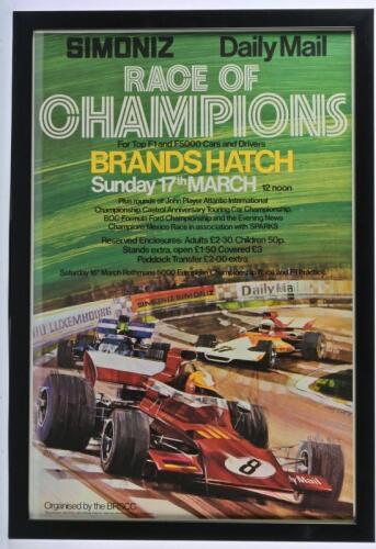BRANDS HATCH: A original 1970s poster from the F5000 "Race of Champions" at Brands Hatch