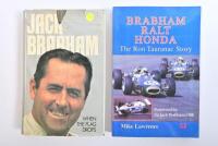 JACK BRABHAM: Two books relating to Jack Brabham, including "When the Flag Drops" by William Kimber
