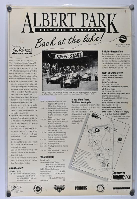 ALBERT PARK: An original poster from the 