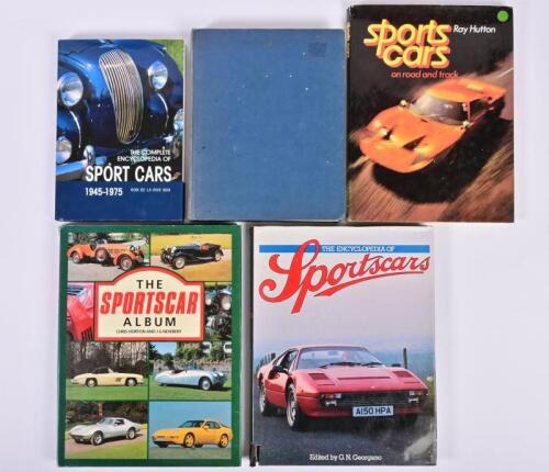 SPORTS CARS: A group of five hardcover books detailing Sports Cars. 'THE COMPLETE ENCYCLOPEDIA OF SPORT CARS 1945-1975' by Rob De La Rive Box