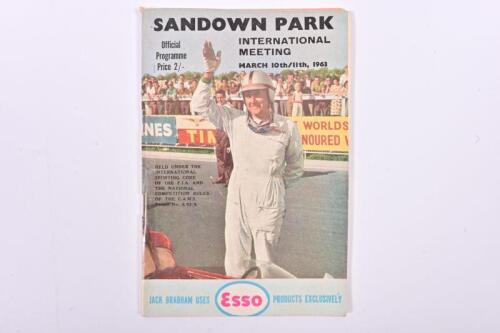 BRABHAM: A March 1963 'SANDOWN PARK INTERNATIONAL MEETING' Official Programme. Sir Jack Brabham signature