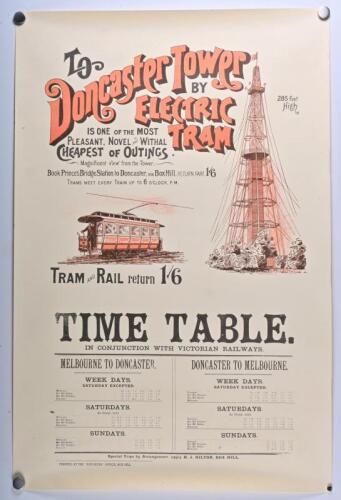 ELECTRIC TRAM: A 'To Doncaster Tower by ELECTRIC TRAM' poster