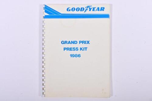 GOODYEAR: A 'GRAND PRIX PRESS KIT 1986' for GOODYEAR