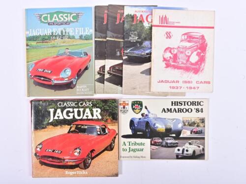 JAGUAR: Seven publications relating to Jaguar. 'HISTORIC AMAROO '84' - A Tribute to Jaguar' & 'JAGUAR (SS) CARS 1937-1947' soft cover book by Brooklands Books