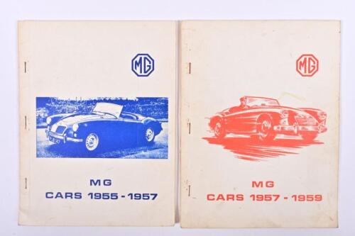 M.G: Two MG reference books by Brooklands Book Company. 'MG CARS 1955-1957' & 'MG CARS 1957-1959'