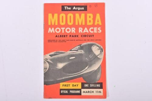 MOOMBA MOTOR RACES: A 1956 'MOOMBA MOTOR RACES - ALBERT PARK CIRCUIT' Official Programme, First Day - March 11th
