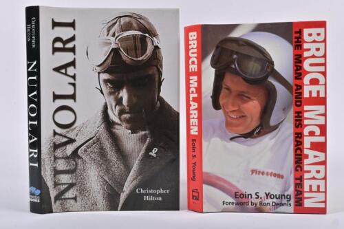 GRAND PRIX DRIVERS: Two hardcover books detailing the racing careers to Formula 1 drivers. 'BRUCE McLAREN' authored and signed by Eoin S.Young