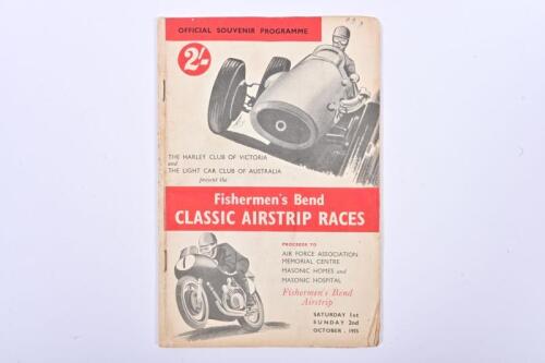 FISHERMEN'S BEND: A rare and original 1955 'Fishermen's Bend CLASSIC AIRSTRIP RACES' Saturday 1st, Sunday 2nd October, Official Programme