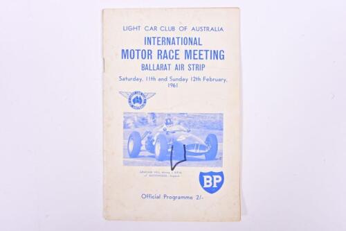 BALLARAT AIR STRIP: A rare Saturday, 11th and Sunday 12th February, 1961 'LIGHT CAR CLUB OF AUSTRALIA INTERNATIONAL MOTOR RACE MEETING - BALLARAT AIR STRIP' Official Programme