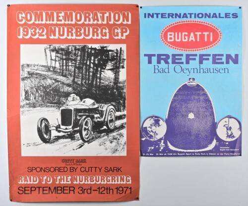 GERMAN CAR EVENTS: Two German car event posters. 'INTERNATIONALES BUGATTI TREFFEN Bad Oeynhausen' poster as presented by Bugatti Club Deutschland