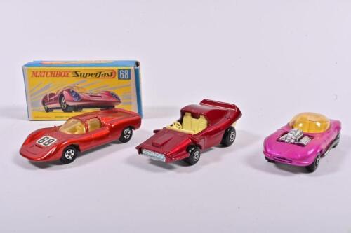 MATCHBOX: Three Matchbox Superfast models. Boxe 1970 MB 68 Porsche 910