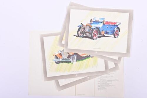 ALFA ROMEO: A commemorative Alfa Romeo folder containing a series of watercolour prints depicting various Alfa Romeo models. 1930 '6C 1750 GRAN SPORT & 1938 '8C 2900B LUNGO' pictures