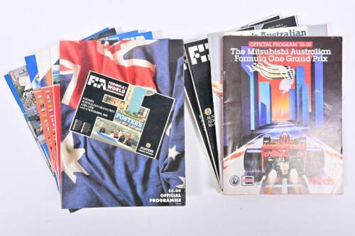 AUSTRALIAN GRAND PRIX (ADELAIDE): A collection of ten Australian Formula One Grand Prix Official Programmes. Years 1985 - 1986, 1988 - 1995