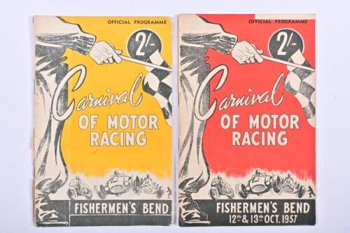 FISHERMEN'S BEND: Two 'Carnival OF MOTOR RACING' Official Programmes. 1957 & 1958 Official Programmes
