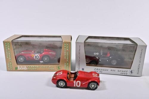 FERRARI: Three 1:43 scale Ferrari models by brumm. 1960 Ferrari 250 T.R.S HP 300 (r155), 1940 HP 75 Ferrari 815 Sport (s003) & 1947 Ferrari 125 S