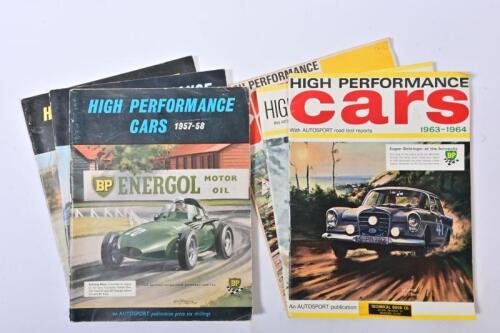 HIGH PERFORMANCE CARS: A quantity of six consecutive editions of 'HIGH PERFORMANCE CARS'. Years 1957-58 to 1964/65
