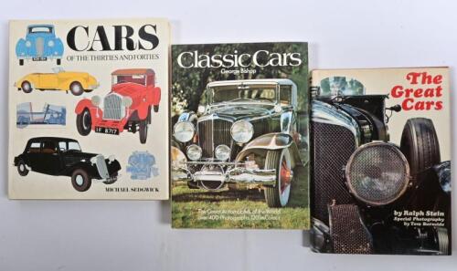 CLASSIC CARS: Three hardcover books detailing classic cars. John Bull signatures