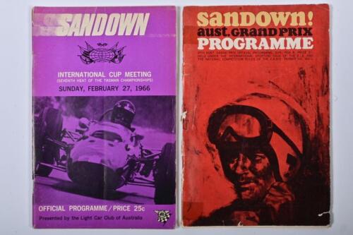SANDOWN: Two Sandown Official Programmes. 1964 & 1966 Official Programmes. Tasman Championships