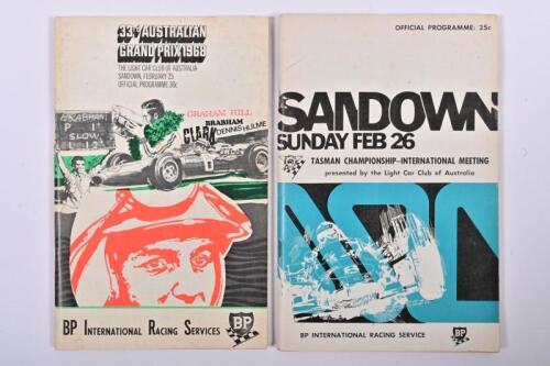 SANDOWN: Two Sandown Official Programmes. 1967 'SANDOWN SUNDAY FEB 26 - TASMAN CHAMPIONSHIP-INTERNATIONAL MEETING' Official Programme