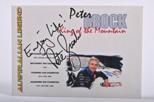 BROCK: An AUSTRALIAN LEGEND 'Peter Brock - King of the Mountain' envelope. Envelope signed by Peter Brock