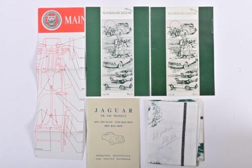 JAGUAR: Five Jaguar related items. Maintenance Chart, Service Handbook. Australian Jaguar Publications