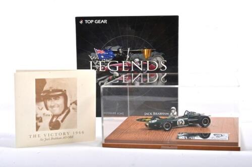 BRABHAM: A 1:43 scale TOP GEAR Repco Brabham BT 19 V8 model. Limited Edition 0992/1000. Plaque signed by Sir Jack Brabham
