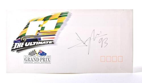 ALESI: A 'F1 - THE ULTIMATE' - AUSTRALIAN FORMULA ONE GRAND PRIX ADELAIDE, SOUTH AUSTRALIA' envelope signed by Jean Alesi