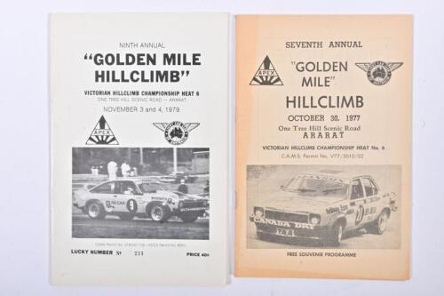 GOLDEN MILE: Two "GOLDEN MILE" HILL CLIMB, Ararat Official Programmes. 1977 & 1979