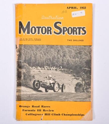 AUSTRALIAN MOTOR SPORTS: A April, 1953 'Australian MOTOR SPORTS' (Vol.8, No. 4) booklet