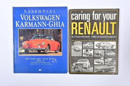 EUROPEAN CARS: Two books detailing European cars. 'ESSENTIAL KARMANN-GHIA' soft cover book by Laurence Meredith