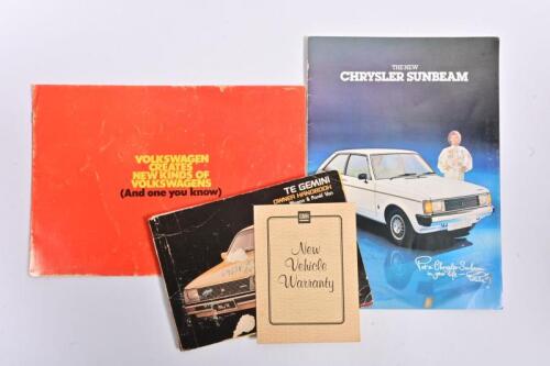 AUTOMOBILES: Three items relating to various automobiles. Holden 'TE GEMINI OWNER HANDBOOK Sedan, Wagon, & Panel Van', & car sales brochures