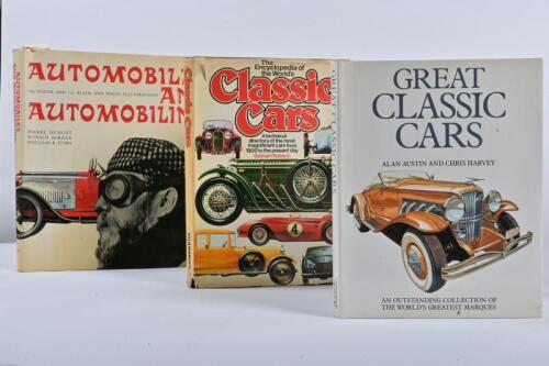 CLASSIC CARS: Three classic car hardcover books. 1965 edition of 'AUTOMOBILES AND AUTOMOBILING' by Pierre Dumont, Ronald Barker, Douglas B.Tubbs