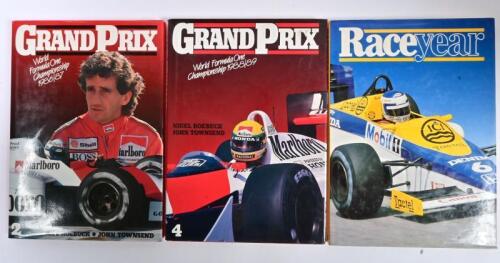 GRAND PRIX: Three hardcover yearbooks detailing Formula 1 and other race categories. 'GRAND PRIX 1986' (2) & 'GRAND PRIX 1988' (4)