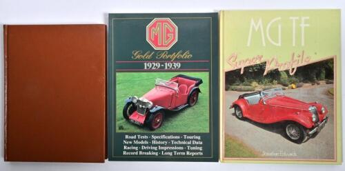 MG: Three books detailing MG 'MG GOLD PORTFOLIO 1929-1939' soft cover book by Brooklands Books.