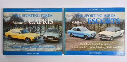 FORD: Two hardcover books relating to Ford. 'THE SPORTING FORDS, Volume 2: ESCORTS' by Graham Robson & 'THE SPORTING FORDS, Volume 3: CAPRIS' by Jeremy Walton