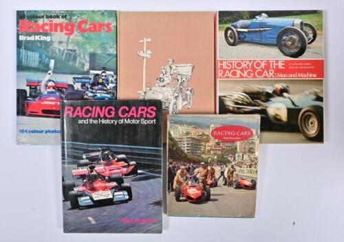 RACING CARS: A group of five hardcover books detailing racing cars. 'HISTORY OF THE RACING CAR' by Giovanni Lurani
