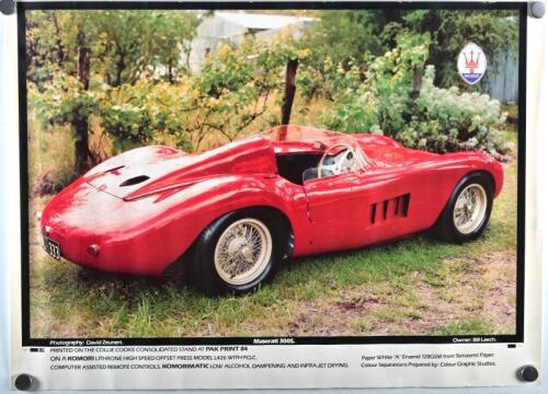 MASERATI: A signed poster of Bill Leech's Maserati 300S, inscribed and signed by Leech