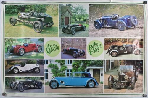 ASTON MARTIN:A larger poster featuring pre war Aston Martins, printed by Automobile Quarterly 1983