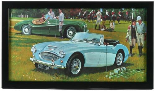 AUSTIN HEALEY: A print after William Sims featuring a 1959 Austin-Healey