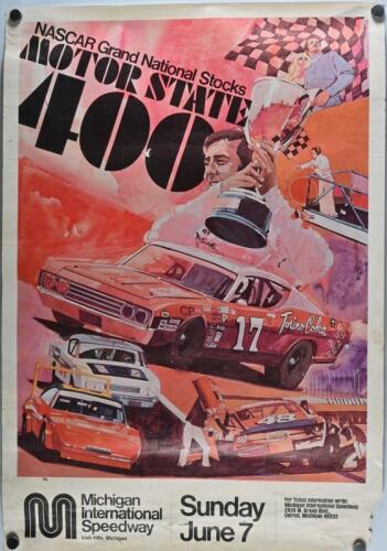 NASCAR: An original 1970s poster from the "Nascar Grand National Stocks Motor State 400", Michigan