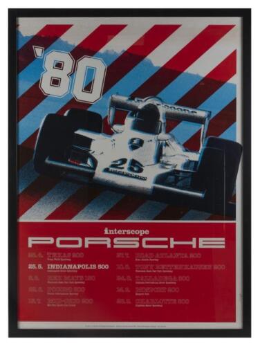 PORSCHE: An original official 1980 "Intercope Porsche" poster featuring North American events of 1980