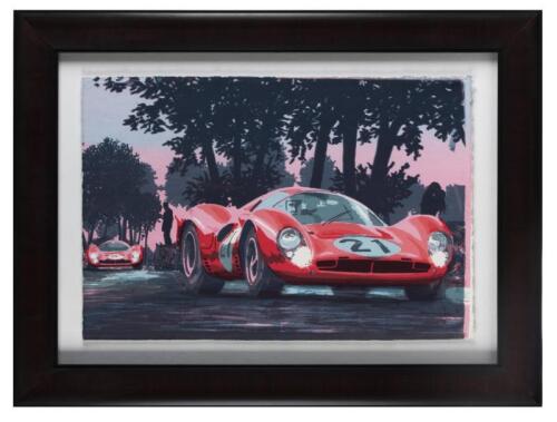 FERRARI: A striking limited edition (9/50) screen print of a Ferrari 330 P4, float mounted framed