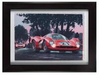 FERRARI: A striking limited edition (9/50) screen print of a Ferrari 330 P4, float mounted framed