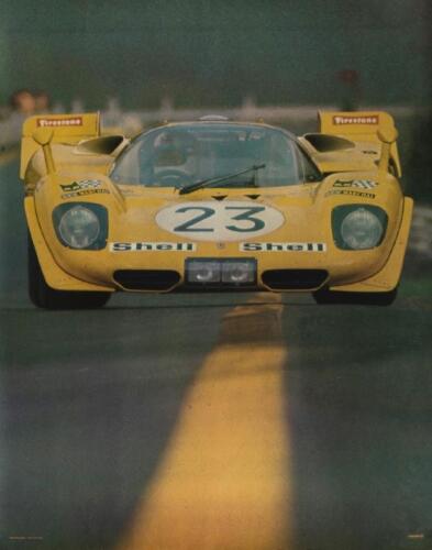 DEREK BELL: An original poster of Derek Bell in The Ecurie Francorchamps Ferrari 512 S/M