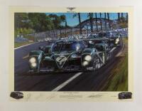 BENTLEY: A limited edition print (400/750) by Nicholas Watts titled "Bentley Invincible-Le Mans 2003", signed by Rinaldo Capello, Tom Kristensen and Guy Smith and artist
