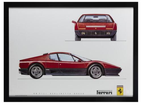 FERRARI: A 1980s print of the Ferrari BB512i Berlinetta Boxer by Panthom Design, framed