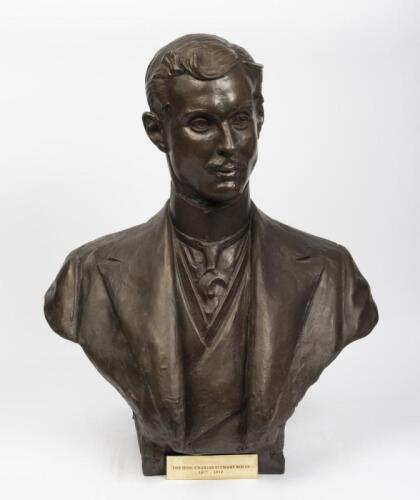 ROLLS-ROYCE: An impressive bronze style bust of the Hon. Charles Stewart Rolls (1877-1910) co-founder of Rolls-Royce, Ex-Hamilton Rolls-Royce, 69cm high