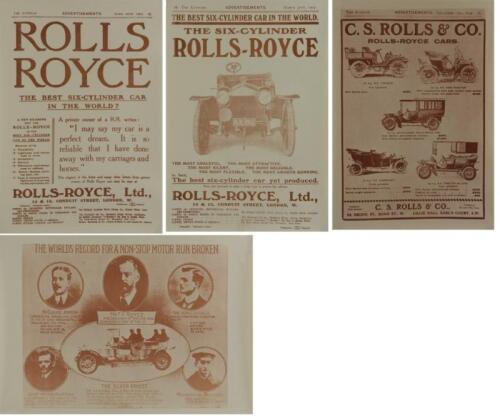 ROLLS-ROYCE: Four reproduction Rolls-Royce advertising items, 42xm x 29.5cm